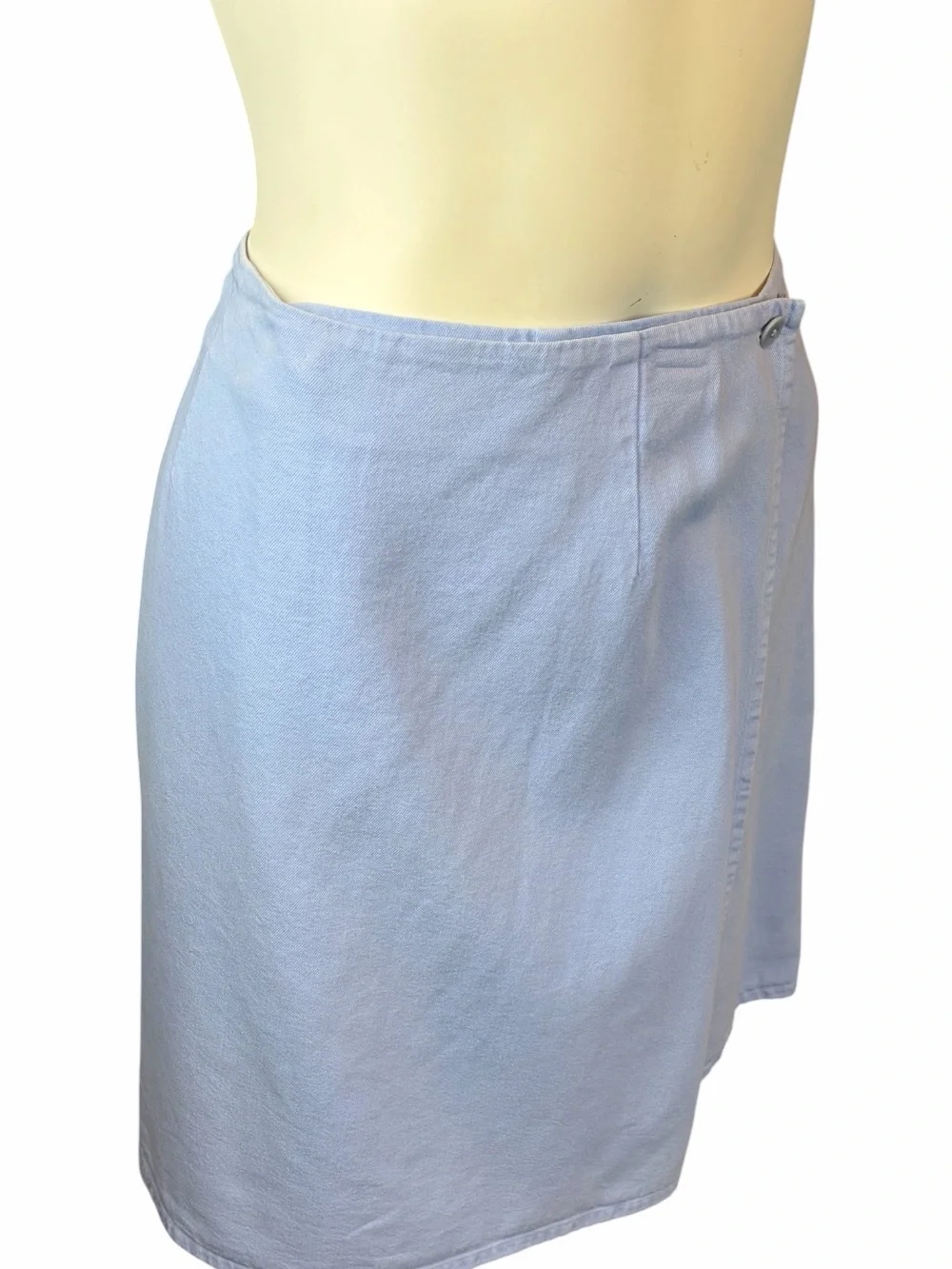 Eileen Fisher Pastel Blue Skirt Size Large Tencel Cotton Blend Wrap Front A-Line